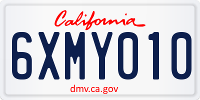 CA license plate 6XMY010