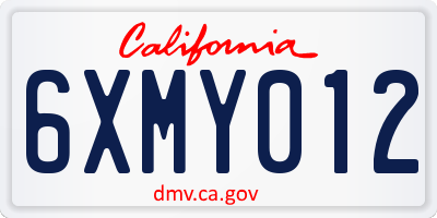 CA license plate 6XMY012