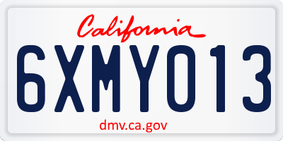 CA license plate 6XMY013