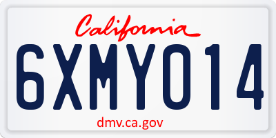 CA license plate 6XMY014