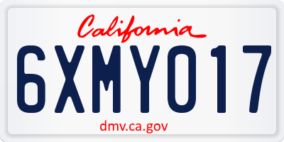 CA license plate 6XMY017