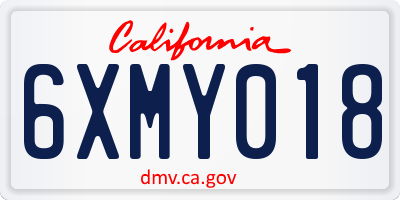 CA license plate 6XMY018