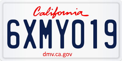 CA license plate 6XMY019
