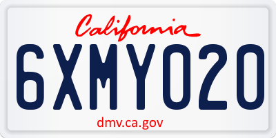 CA license plate 6XMY020