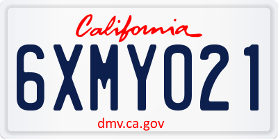CA license plate 6XMY021