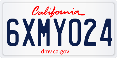 CA license plate 6XMY024