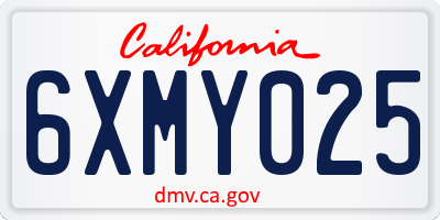 CA license plate 6XMY025