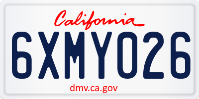 CA license plate 6XMY026