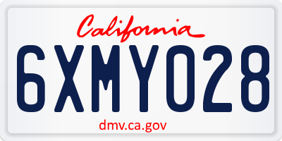 CA license plate 6XMY028