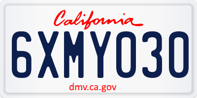 CA license plate 6XMY030