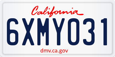 CA license plate 6XMY031