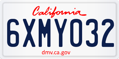 CA license plate 6XMY032