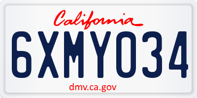 CA license plate 6XMY034