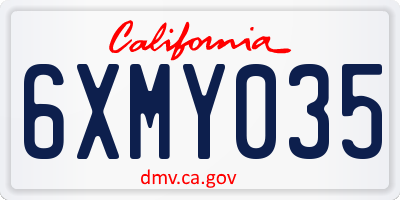 CA license plate 6XMY035