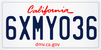 CA license plate 6XMY036