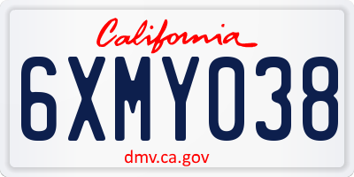 CA license plate 6XMY038