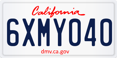 CA license plate 6XMY040
