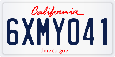 CA license plate 6XMY041