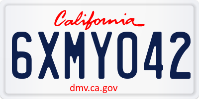 CA license plate 6XMY042