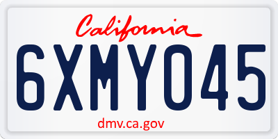 CA license plate 6XMY045