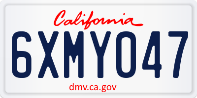 CA license plate 6XMY047