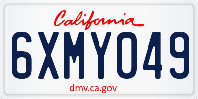 CA license plate 6XMY049