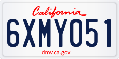 CA license plate 6XMY051