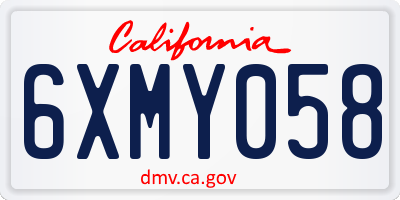 CA license plate 6XMY058