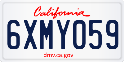 CA license plate 6XMY059