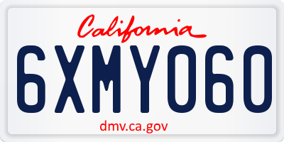 CA license plate 6XMY060