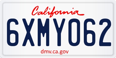 CA license plate 6XMY062