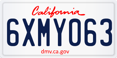 CA license plate 6XMY063