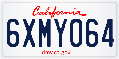 CA license plate 6XMY064