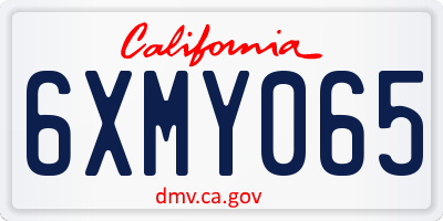 CA license plate 6XMY065