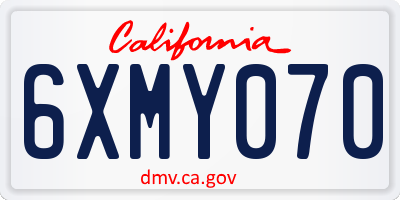 CA license plate 6XMY070