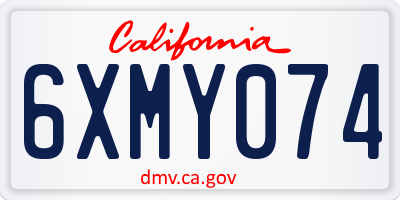 CA license plate 6XMY074