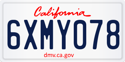 CA license plate 6XMY078