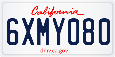 CA license plate 6XMY080
