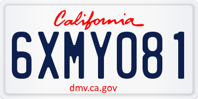 CA license plate 6XMY081