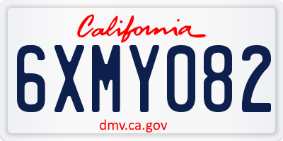 CA license plate 6XMY082