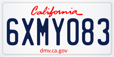 CA license plate 6XMY083