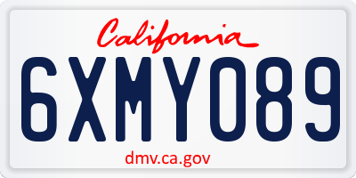 CA license plate 6XMY089