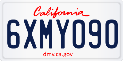 CA license plate 6XMY090