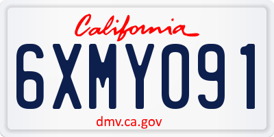 CA license plate 6XMY091