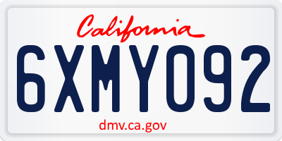 CA license plate 6XMY092