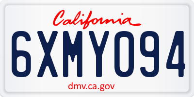 CA license plate 6XMY094