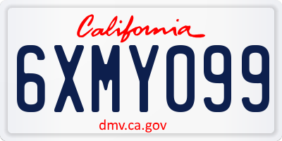 CA license plate 6XMY099