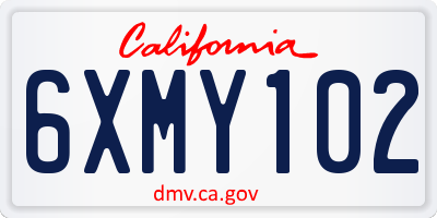 CA license plate 6XMY102