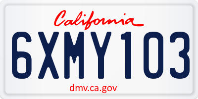 CA license plate 6XMY103