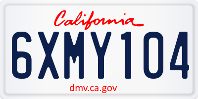 CA license plate 6XMY104
